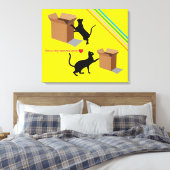 Curious Cats and Their Favorite Box Canvas Print (Insitu (Slaapkamer))