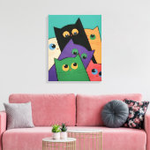 Curious Cats Canvas Afdruk (Insitu (Woonkamer))