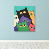 Curious Cats Canvas Afdruk (Insitu (Houten vloer))