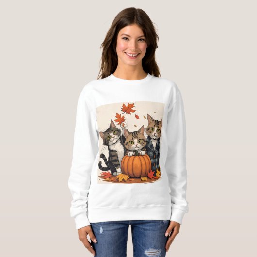 Curious cats - Cozy Autumn Trui (Voorkant volledig)