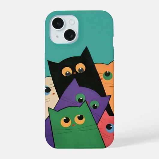 Curious Cats iPhone 15 Case (Achterkant)