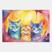 Curious Cats met Sunset Waterverf Achtergrond Inpakpapier Vel (Voorkant)