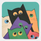 Curious Cats Vierkante Sticker (Voorkant)