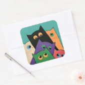 Curious Cats Vierkante Sticker (Envelop)