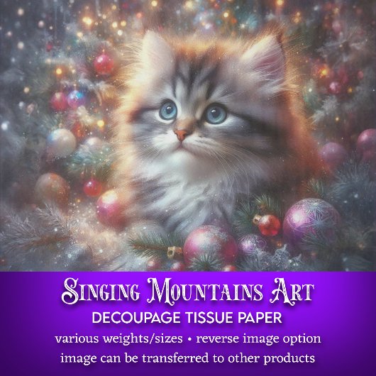 Curious Christmas Tree Kat Decoupage Tissuepapier