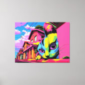 Curious Colossus: De gigantische kat in de buurt Canvas Afdruk (Voorkant)