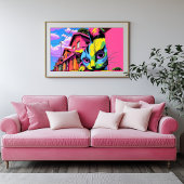 Curious Colossus: De gigantische kat in de buurt Canvas Afdruk