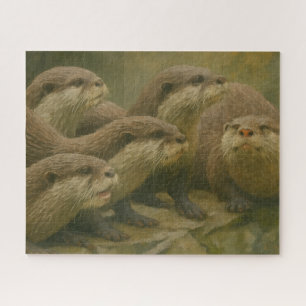 Curious Company – Otter Family On The Rocks beroem Legpuzzel