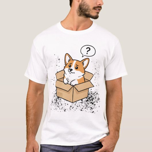  Curious Corgi in a Cardboard Box T-shirt (Voorkant)