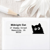 Curious Cute Cat Black Cat Return Address Labels (Insitu)