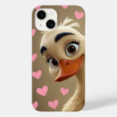 Curious Duck with Pink Hearts Phone Case - Adorabl (Achterkant)