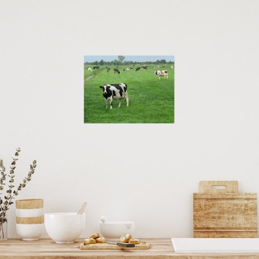 Curious Dutch Dairy Cows Poster Print Gifts (Keuken)