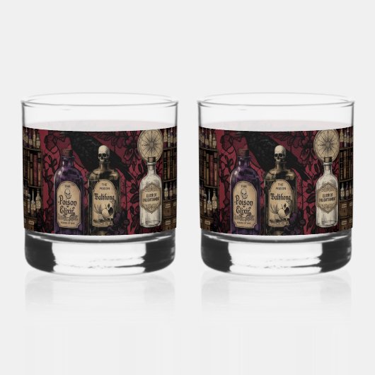 Curious Elixirs & Raven Set van 2 Rocks Glazen (Voorkant)