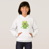Curious Explorer Monster Kids Hoodie — Cute Green (Voorkant volledig)