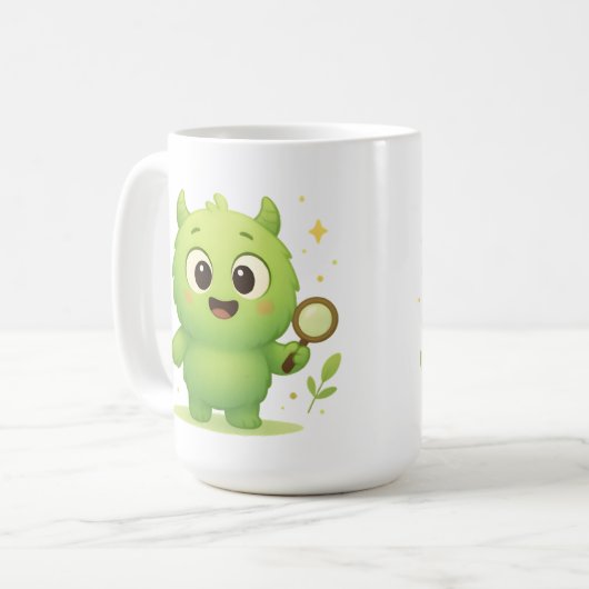 Curious Explorer Monster Kids Mug Koffiemok (Voorkant links)