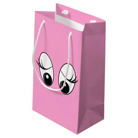 Curious Eyes Grappig Roze Gift Bag -  Klein Cadeauzakje (Achterkant Gekanteld)