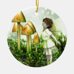 Curious Fairy - Fairy and Toadstools Keramisch Ornament