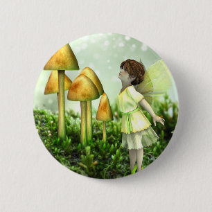 Curious Fairy - Fairy and Toadstools Ronde Button 5,7 Cm