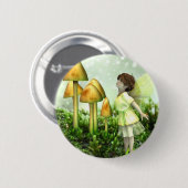 Curious Fairy - Fairy and Toadstools Ronde Button 5,7 Cm (Voorkant /achterkant)