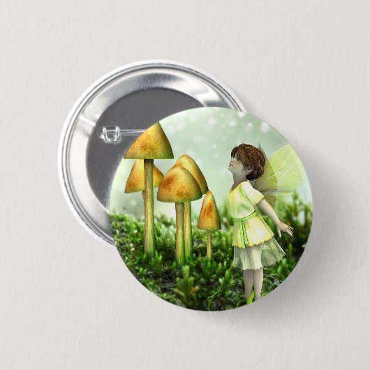 Curious Fairy - Fairy and Toadstools Ronde Button 5,7 Cm (Voorkant /achterkant)
