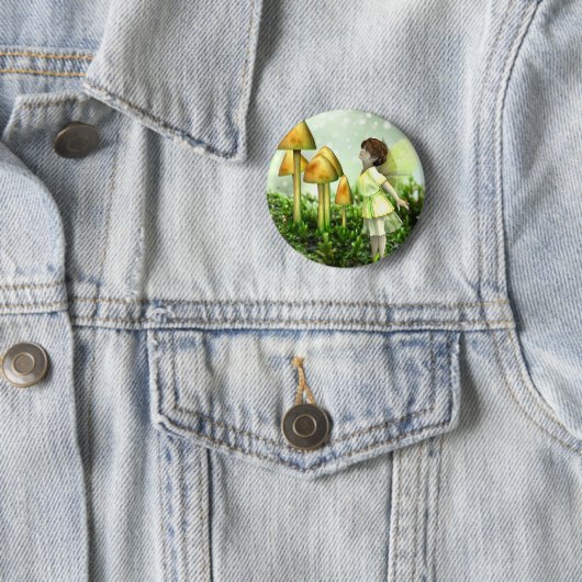 Curious Fairy - Fairy and Toadstools Ronde Button 5,7 Cm (In situ)