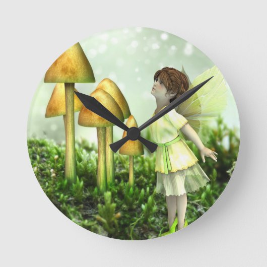 Curious Fairy - Fairy and Toadstools Ronde Klok (Voorkant)