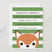 Curious Fox | Groene strepen | verjaardagsfeestje Kaart (Voorkant)