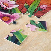 Curious Fox in een bloementuin voor kinderen Legpuzzel (Zijkant)