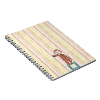 Curious George roze en gele streep notitieboek