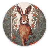 Curious Hare William Morris Inspired Floral Keramische Knop (Voorkant)