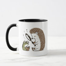 Curious Hedgehog Observing a Bookish Frog