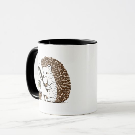 Curious Hedgehog Observing a Bookish Frog Mok (Voorkant links)