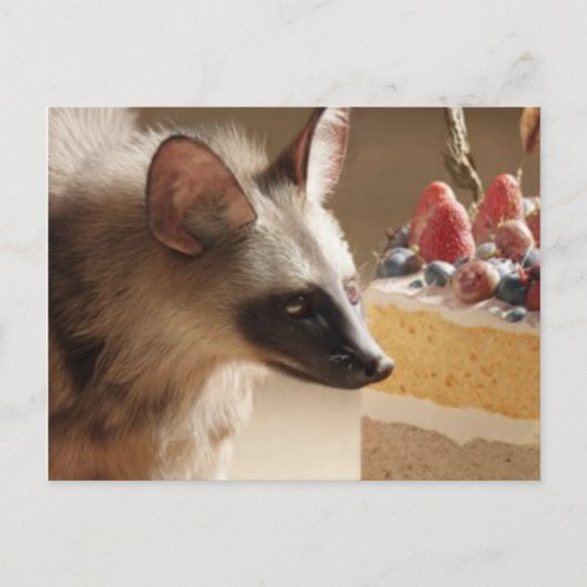 Curious Hyena & Cake Postcard Briefkaart (Voorkant)