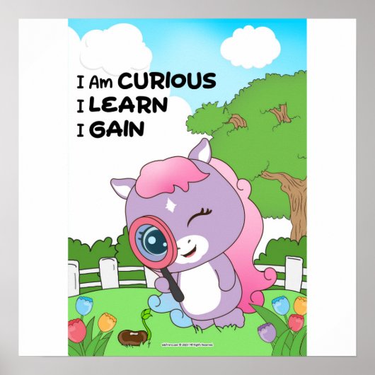 Curious I learn I gain Wall art Poster (Voorkant)