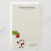 Curious Kitty Cat in een rode kerstboog op maat Briefpapier (Voorkant / Achterkant)