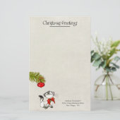 Curious Kitty Cat in een rode kerstboog op maat Briefpapier (Staand voorkant)