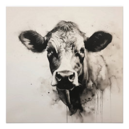 Curious Koe Gaze Poster door PS Natuur Design