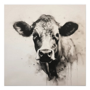 Curious Koe Gaze Poster door PS Natuur Design