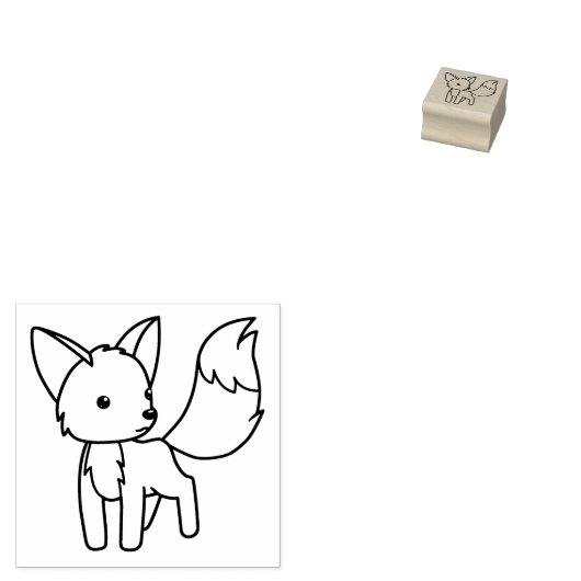 Curious Little Fox 1x1 Rubberstempel (Gestempeld)