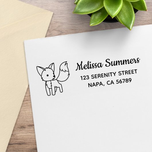 Curious Little Fox Address Rubberstempel
