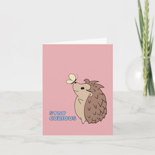 Curious Little Hedgehog Feestdagen Kaart (Voorkant)