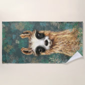 Curious Llama Funny Strandlaken (Voorkant)