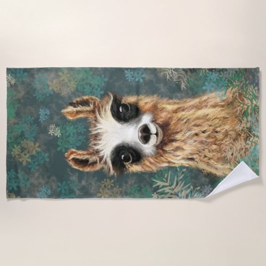 Curious Llama Funny Strandlaken (Voorkant)