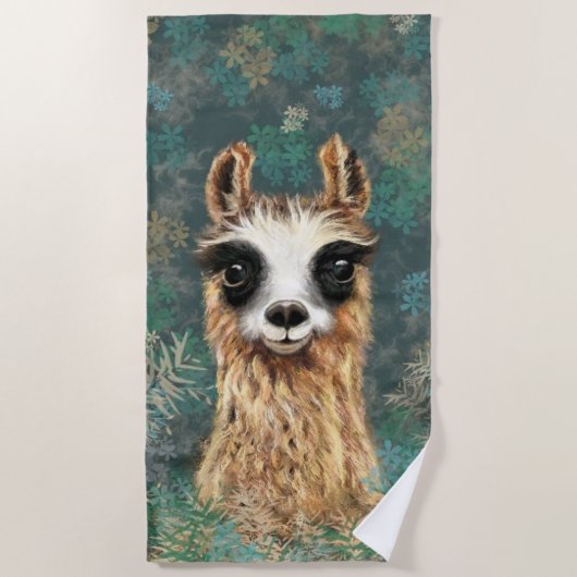 Curious Llama Funny Strandlaken (Voorkant)