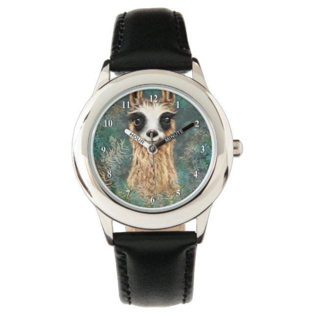 Curious Llama Funny Watch Horloge (Voorkant)