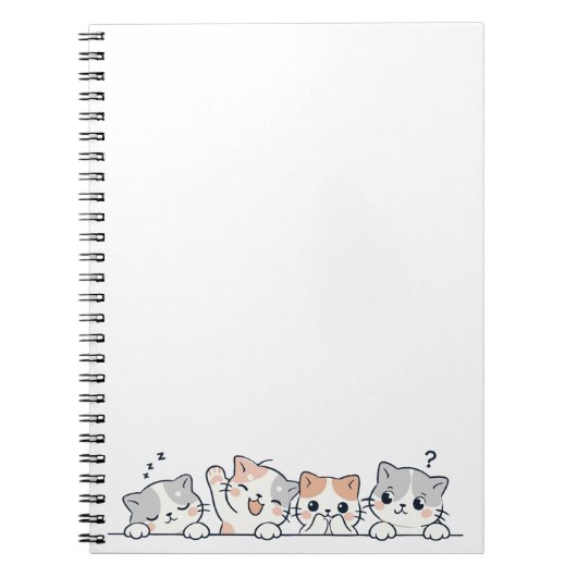 Curious Paws - Cute Cats Friends Peeking Notitieboek (Voorkant)