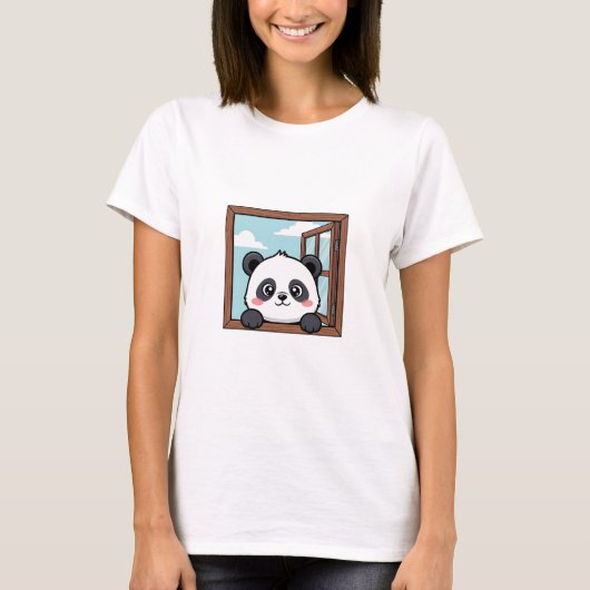 Curious Peeking Panda T-shirt (Voorkant)