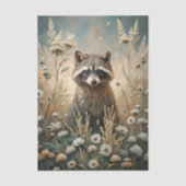 Curious Raccoon in a Forest Meadow with Flowers Tissuepapier (Voorkant)