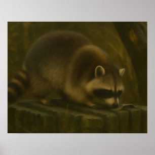 Curious Raccoon – Realistic Forest Wildlife Poster