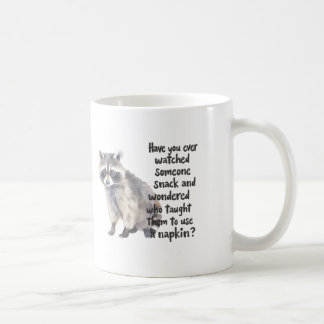 Curious Raccoon with Funny Snacking Quote Art Prin Koffiemok